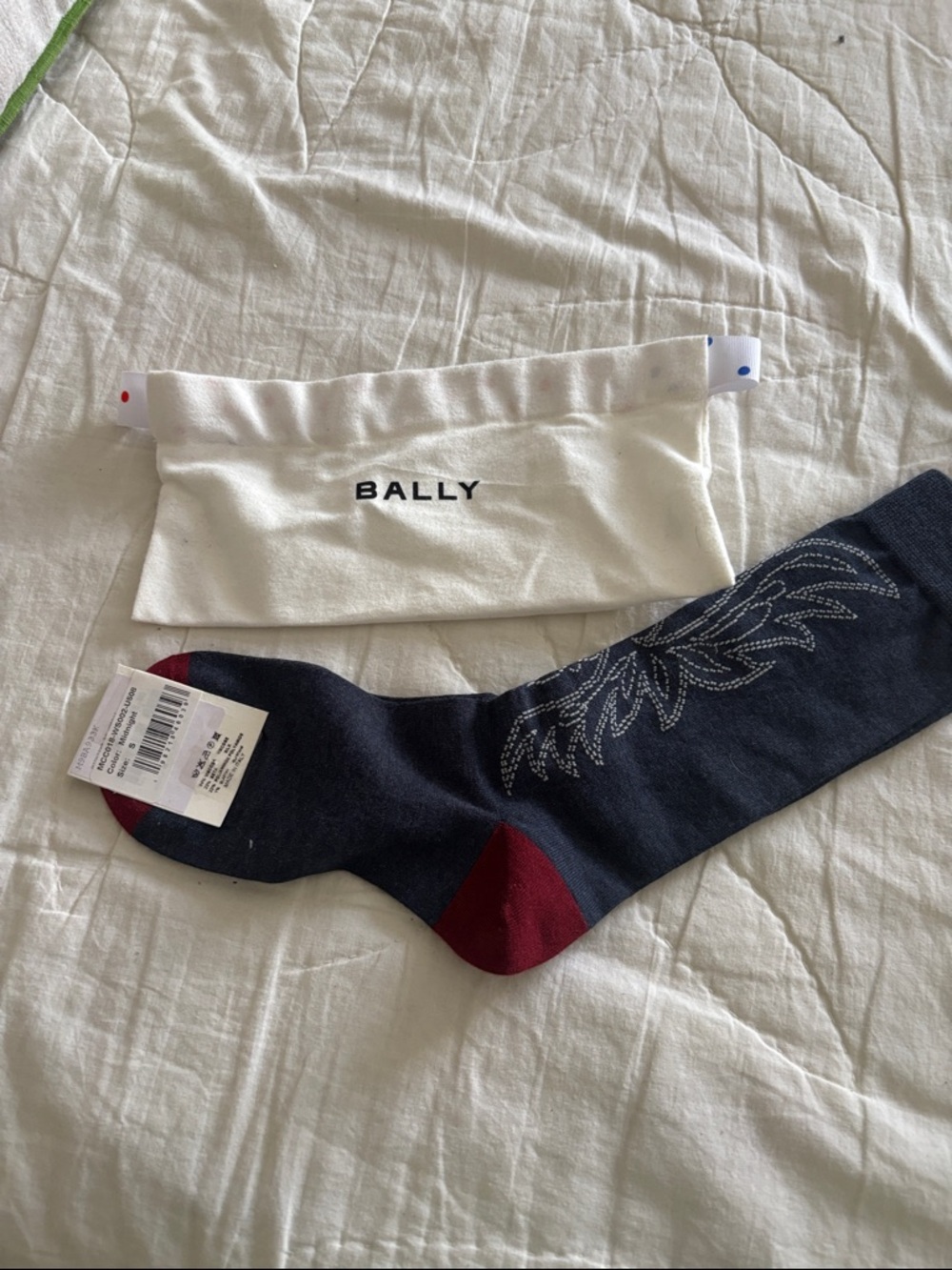 Bally Navy Dress Sock with Burgundy Heel & Toe